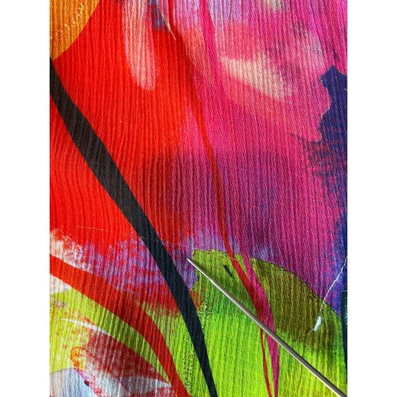 Ali Miles Colorful Abstract Print Artsy Top Pockets Button Front 3/4 Bell Sleeve - Picture 12 of 13